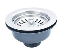 Qrity Bonde D'évier sans Trop Plein Panier Inox ø 114 mm 1½", Acier Inoxydable + ABS, Bonde + Panier