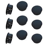Qrity Lot de 10 Bouchons de Trou de 25mm en Plastique, Bouchons pour Trous de Forage, Noir, Couvercles Décoratifs pour Tiroir, Armoire, Meubles