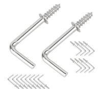 Qrity Lot de 20 Crochet à Vis, 29mm Petits Crochets à Visser à Angle Droit, en Acier au Carbone en Forme de L, Crochets à Vis Autotaraudeuses à Métal pour Accrocher