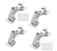 Qrity Lot de 4 Charnières de porte pour armoires de cuisine de 170 degrés + 16 vis - Charnières de porte grand angle - Pas de fente requise - Facile à installer