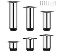 Qrity Lot de 4 pieds de meubles réglables, pieds de table en acier inoxydable de 350 mm, pieds de meuble pour tables, bureaux, meubles DIY, canapé
