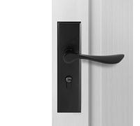 Qrity Poignée de porte à levier (noir), serrure à levier Euro, serrure à 2 leviers, cylindre, 3 clés en cuivre, alliage de zinc