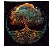 QRONCES Divinations Nappe Arbres de Vie Tarots Cartes Nappe Tissu Oracles Divinations Tableau Pièce de Jeu