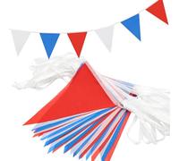 QRTDXP Lot de 80 fanions triangulaires de 40 m - Rouge/bleu/blanc - 16 x 21 cm - Pour la fête nationale, les anniversaires, le jour du jour du jour du jour du 80e anniversaire de mariage - Décoration