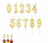QRTSJ Bougies d’Anniversaire, 10 bougies d'anniversaire numéro 0 à 9 à paillettes pour gâteau d'anniversaire, bougies de gâteau d'anniversaire pour fête d'anniversaire, fête (doré)