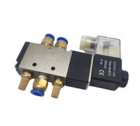 QRUYHBAJU 4v210-06 08 Électrovanne pneumatique électrique 5 Voies 2 Positions Contrôle Air Gaz Vanne magnétique 12/24/220V Bobine Volt 4-12mm Raccord de Tuyau 1Pcs(4V210-06 PC6 Joint,DC24V)