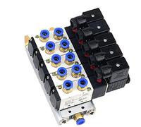 QRUYHBAJU Bloc d'électrovanne pneumatique 110/220V AC Multi Option 4V210-08 avec collecteur de Base de raccord de Silencieux 2/3/4/6 Voies 1 pièces(2 Row 4mm Fitting,AC220V)