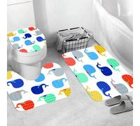 QRWOEAW Ensemble de Tapis de Bain 3 Pièces,Tapis de Salle de Bain Antidérapant et Lavable,Enfants, Chaussons Tiare Petite Princesse Château de Conte de Fées Sucett,avec Couvercle de WC pour Toilettes