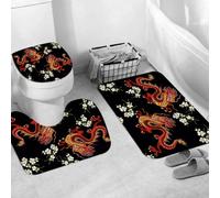 QRWOEAW Ensemble de Tapis de Bain 3 Pièces,Tapis de Salle de Bain Antidérapant et Lavable,Paysage désertique, rochers majestueux se détachant sur Un Fond de Ciel b,avec Couvercle de WC pour Toilettes
