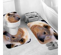 QRWOEAW Ensemble de Tapis de Bain 3 Pièces,Tapis de Salle de Bain Antidérapant et Lavable,Un Animal, Un majestueux Jaguar tacheté, se fraye Un Chemin à Travers Une,avec Couvercle de WC pour Toilettes