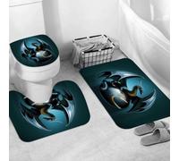 QRWOEAW Ensemble de Tapis de Bain 3 Pièces,Tapis de Salle de Bain Antidérapant et Lavable,Un Gorille majestueux, Les Bras croisés, dégageant tranquillité et intros,avec Couvercle de WC pour Toilettes