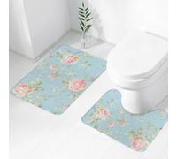 QRWOEAW Lot de 2 Tapis Salle de Bain,Tapis WC Contour et Tapis de Bain,Décorations de fête sur Le thème des années 80 : bannière Rose, Fond de Studio Photo, mu,Microfibre Tapis de Douche antidérapant