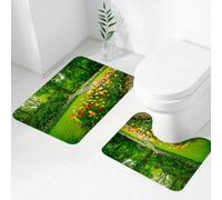 QRWOEAW Lot de 2 Tapis Salle de Bain,Tapis WC Contour et Tapis de Bain,des Photos de Nature Qui Vous parleront.,Microfibre Tapis de Douche antidérapant