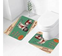 QRWOEAW Lot de 2 Tapis Salle de Bain,Tapis WC Contour et Tapis de Bain,Italie, Naples, Vésuve, mer Méditerranée, Vieille Ville,Microfibre Tapis de Douche antidérapant