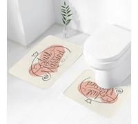 QRWOEAW Lot de 2 Tapis Salle de Bain,Tapis WC Contour et Tapis de Bain,Just Married Scritto su Sandy Beach Ocean Waves Romantic Photo Celebrity,Microfibre Tapis de Douche antidérapant