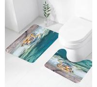 QRWOEAW Lot de 2 Tapis Salle de Bain,Tapis WC Contour et Tapis de Bain,La Photo Montre Un Requin Citron aux Bahamas,Microfibre Tapis de Douche antidérapant