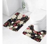 QRWOEAW Lot de 2 Tapis Salle de Bain,Tapis WC Contour et Tapis de Bain,Le Paysage Charmant de Naples, Ses bâtiments historiques et Son Port animé,Microfibre Tapis de Douche antidérapant