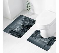 QRWOEAW Lot de 2 Tapis Salle de Bain,Tapis WC Contour et Tapis de Bain,Naples et Le Vésuve au Coucher du Soleil, Campanie,Microfibre Tapis de Douche antidérapant