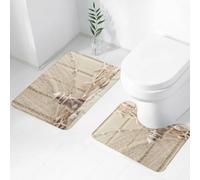 QRWOEAW Lot de 2 Tapis Salle de Bain,Tapis WC Contour et Tapis de Bain,Photo de Vie Marine - Dauphins sautant dans Une mer Bleue, Ciel Blanc,Microfibre Tapis de Douche antidérapant