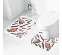 QRWOEAW Lot de 2 Tapis Salle de Bain,Tapis WC Contour et Tapis de Bain,Photo d'un Hibou en macrophotographie, Photo Haute résolution d'un Jeune Hibou. Le Hibou,Microfibre Tapis de Douche antidérapant