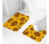 QRWOEAW Lot de 2 Tapis Salle de Bain,Tapis WC Contour et Tapis de Bain,Vulcano, la Silhouette de Naples et Le Vésuve Lors de l'éruption de l'arc-en-Ciel,Microfibre Tapis de Douche antidérapant