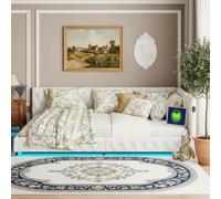 QSFCUB Canapé-lit rembourré, 140 x 200 cm, d'angle, avec LED et USB, en forme de L, avec sommier à lattes, pour enfants, adolescents, lit double, en velours pelucheux, blanc B01, 140 x 200 cm