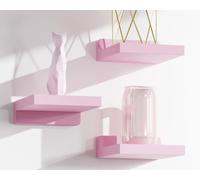 QsQueen Lot de 3 petites étagères flottantes à suspendre pour salle de bain, salon, chambre à coucher, avec 2 types d'installation, idéales pour la décoration de chambre rose