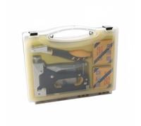 QSTDGVPW Agrafeuse Manuelle 3 en 1 Outil de Fixation Dispositif d'Agrafage à Structure Métal Plastique Prise en Main Douce Rangement Transparent Inclus avec