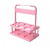 QSTDGVPW Porte-Boisson Portable Support pour Bouteilles Plateau Transporteur Poignée Solide Design Gain de Place Réutilisable Adapté au Jardin Événement Plein Air Bureau, Rose, Rose