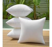 QSWRD 45 x 45 CM Garnissage de Coussin Extérieur Lot de 4 Moyen Rembourrages Coussin Imperméable et Moelleux Coussin Carré pour Canapé Jardin Terrasse et Salon Blanc