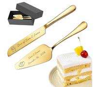 QSZ Ensemble Personnalisé Couteau et Pelle à Gâteau de Mariage Couverts en Acier Inoxydable Gravés Cadeau pour Mariages Anniversaires et Fêtes (Couteau à gâteau de mariage en acier inoxydable)