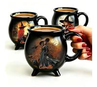 QSZ Mug Chaudron Sorcière Personnalisé Tasse à Café en Céramique pour Femme (chaudron sorciere)