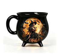 QSZ Mug Chaudron Sorcière Personnalisé Tasse à Café en Céramique pour Femme (Mug chaudron sorcière)