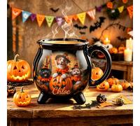 QSZ Mug Chaudron Sorcière Personnalisé Tasse à Café en Céramique pour Femme (Mug Halloween sorcière)