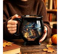 QSZ Mug Chaudron Sorcière Personnalisé Tasse à Café en Céramique pour Femme (tasse halloween)