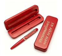 QSZ Stylo Personnalisable à Bille En Bois Rose avec Nom Coffret Stylo Personnalisé au Choix Stylo à Bille Stylo-Plume Cadeaux pour Collègues Enseignants Employés (Stylo à bille personnalisé)