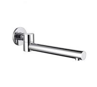 QTANZIQI Bec de Baignoire Mural Extra Long - Mitigeur de Douche pivotant à 180° en Laiton, Sortie carrée brossée pour Baignoire lavabo, Robinet de Salle de Bain Pliable (Rond chromé)