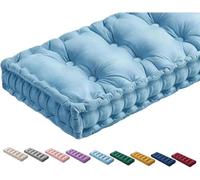 QTANZIQI Coussin de Sol Bleu avec poignée, épais, pour Banc extérieur/intérieur, pour/Cuisine/terrasse, balançoire, Coussins de canapé matelassés (140x35x10cm)
