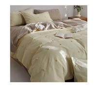 QTANZIQI Ensemble de Housse de Couette en Coton Fleurs coupées en Trois Dimensions Petite Couette gaufrée 4 pièces Geel (lit de 1,8 m) (Geel 1,5 m