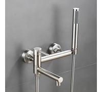 QTANZIQI Mitigeur de Bain-Douche Mural brossé - Levier Unique pivotant à 90° avec Ensemble de tête de Tuyau Robinet de Salle de Bain pour Une expérience de Bain de Luxe