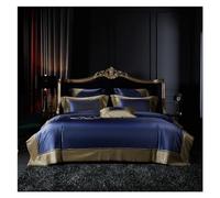 QTANZIQI Parure de lit de Mariage Royal de Haute précision, Housse de Couette en Dentelle dorée, Couvre-lit matelassé, taies d'oreiller en Lin, Taille C-Queen, 4 pièces