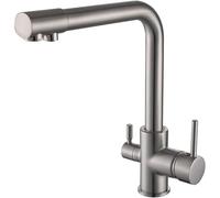QTANZIQI Robinet de Cuisine en cuivre Noir, Fonction de pulvérisation à Double poignée, Robinet d'évier d'eau Pure Rotatif élégant, Parfait pour Les Cuisines, 3, A