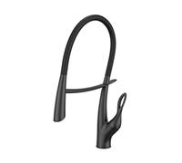 QTANZIQI Robinet de Cuisine en Laiton à poignée Unique extractible avec Ventouse Double Commande pour Eau Froide Chaude, Robinet d'évier Noir Mat à 2 Fonctions (Noir Mat), Noir Mat