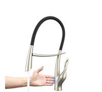 QTANZIQI Robinet de Cuisine en Laiton à poignée Unique extractible avec Ventouse Double Commande pour Eau Froide Chaude, Robinet d'évier Noir Mat à 2 Fonctions (brossé1), brossé1