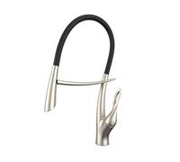 QTANZIQI Robinet de Cuisine en Laiton à poignée Unique extractible avec Ventouse Double Commande pour Eau Froide Chaude, Robinet d'évier Noir Mat à 2 Fonctions (brossé), brossé