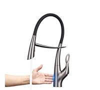 QTANZIQI Robinet de Cuisine en Laiton à poignée Unique extractible avec Ventouse Double Commande pour Eau Froide Chaude, Robinet d'évier Noir Mat à 2 Fonctions (Gris brossé91), Gris brossé91