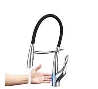 QTANZIQI Robinet de Cuisine en Laiton à poignée Unique extractible avec Ventouse Double Commande pour Eau Froide Chaude, Robinet d'évier Noir Mat à 2 Fonctions (Chrome1),Chrome1