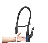 QTANZIQI Robinet de Cuisine en Laiton à poignée Unique extractible avec Ventouse Double Commande pour Eau Froide Chaude, Robinet d'évier Noir Mat à 2 Fonctions (Noir mat1), Noir mat1