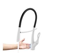 QTANZIQI Robinet de Cuisine en Laiton à poignée Unique extractible avec Ventouse Double Commande pour Eau Froide Chaude, Robinet d'évier Noir Mat à 2 Fonctions (Blanc 1), Blanc 1