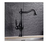 QTANZIQI Robinet de Cuisine Vintage en Laiton Noir, mitigeur pivotant à 360 ° pour Eau Chaude Froide, Robinet d'évier de Style théière rétro, mélangeur d'évier de Cuisine (Nero avec Tuyau